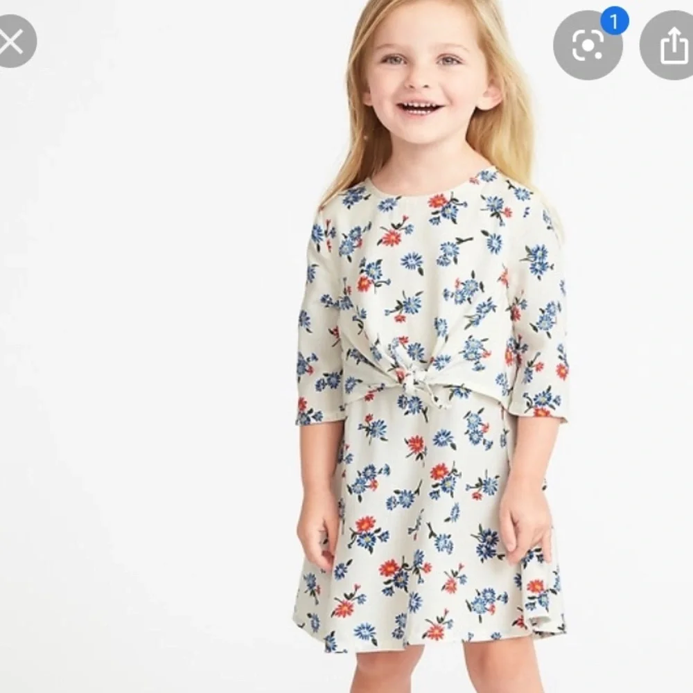 Old Navy NWT red/blue floral front tie dress 4T